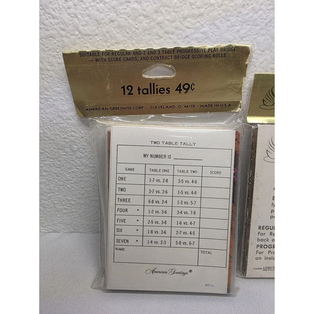 Retro Lot of 2 Bridge Tally Cards Set Vintage – Playing Card Score Cards
